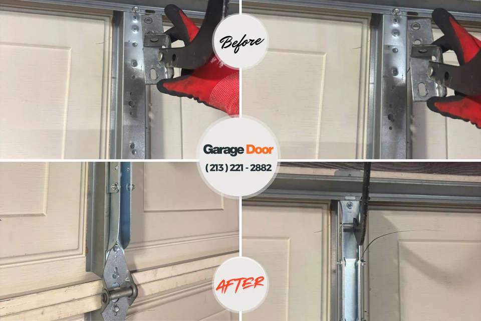 Before and after: garage door repair Simsbury Center, CT